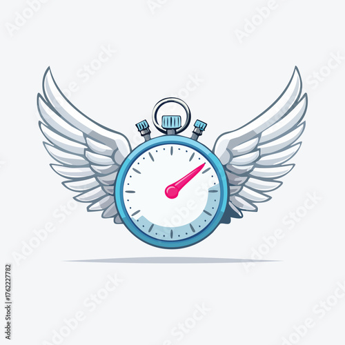 Winged Stopwatch Illustration Representing Speed and Time