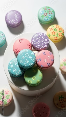 Colorful Macarons on a White Plate - A Delicious Dessert.