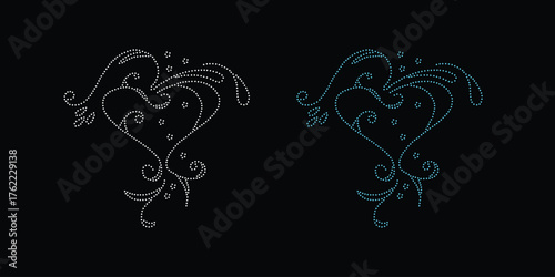 Rhinestone hotfix transfer design.Abstract crystal, beautiful glitter appliqué rhinestone motif vector design, Unique modern rhinestone flower vector design.