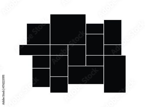 Templates collage 16 frame photos of a square and rectangle shape . Photo album or memory wall idea for banner, poster, mockup, flyer, brochure.