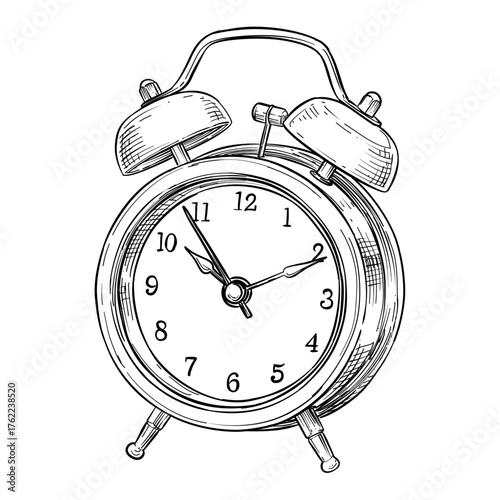 alarm clock vector hand drawn illustration