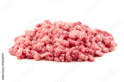 Raw Ground Pork, isolated on white background
