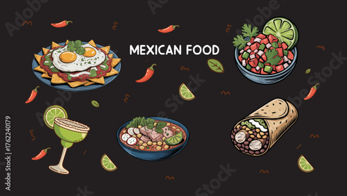 collection of various dishes that are part of Mexican food. 