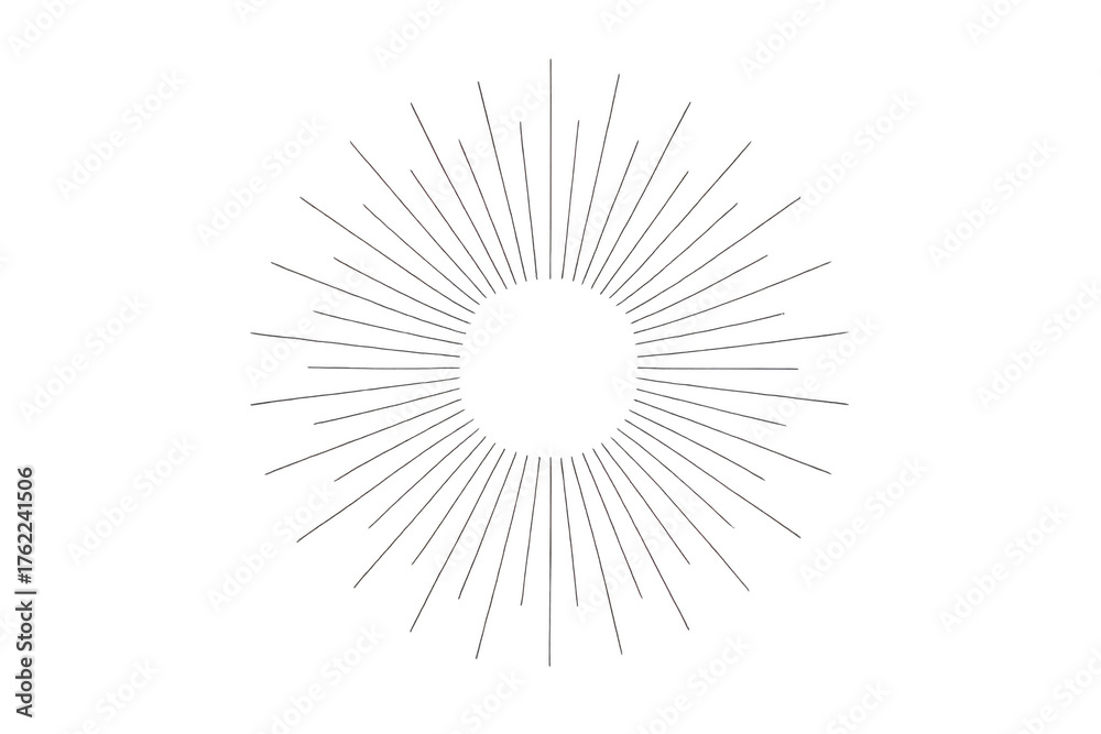 Obraz premium Radial sunburst lines forming abstract pattern on transparent background, comic book explosion effect