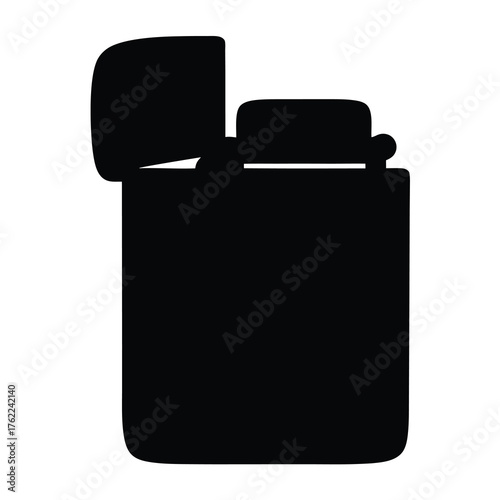 Vector silhouette illustration of an open lighter for fire starting and ignition