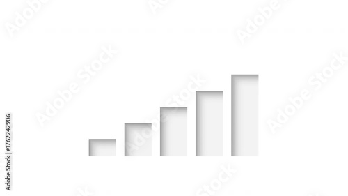 Infographic, Chart Vertical Bars Moving Up and Down in Modern Minimal 3D Cutout Style with Soft Shadows Animation - 4K Seamless Loop Video Horizontal
