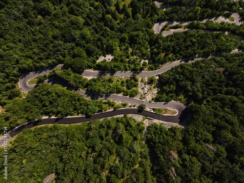 serpentine roads on the mountainside