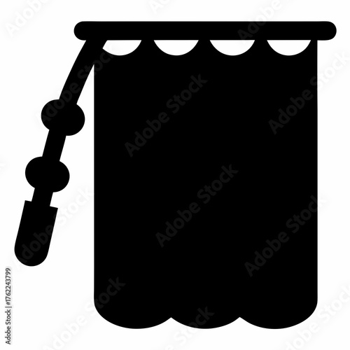 Scalable vector illustration of a fishing rod with line and bait icon