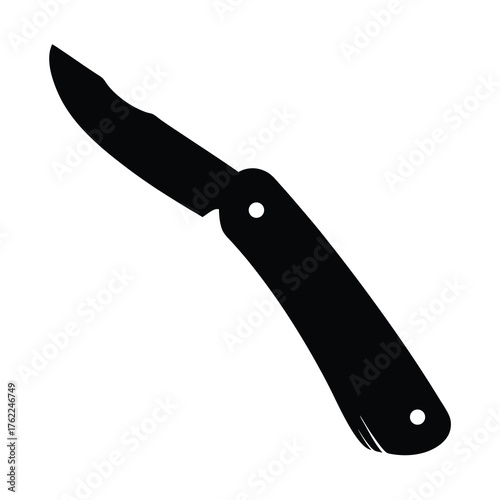 Scalable vector illustration of a black folding knife icon eps file