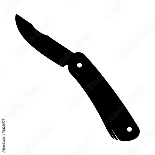 Scalable vector illustration of a black folding knife icon svg file