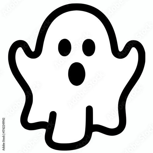 Halloween icon black and white ghost outline isolated background, spooky, halloween, horror, twitch emote