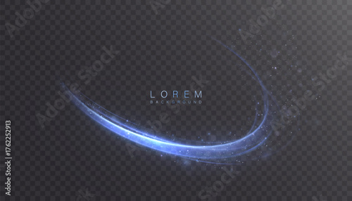 Shiny bright purple glowing curved line with magical light effect. Glow effect for game interface design on black background.	