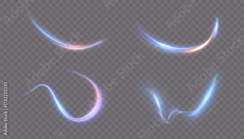 Vibrant blue-pink swirls and swirls with a glowing line effect. Suitable for futuristic designs, game interfaces, and magical and fantasy compositions.