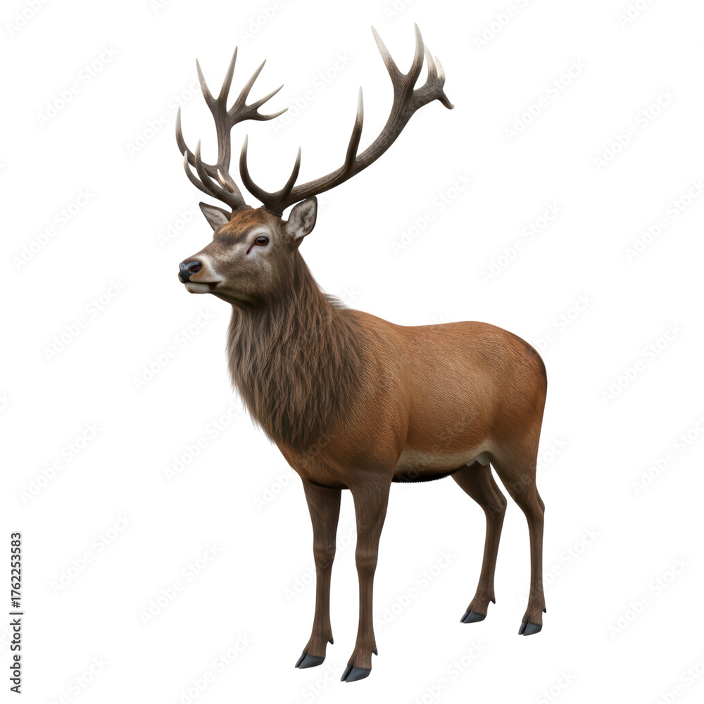 Obraz premium Majestic stag with antlers on transparent background
