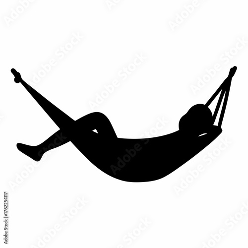 Relaxing silhouette person in hammock vector illustration scalable svg icon