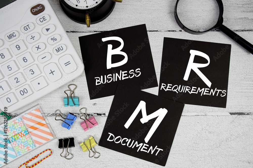 Obraz premium BRD Abbreviation of Business Requirements Document text phrase of business and financial concept