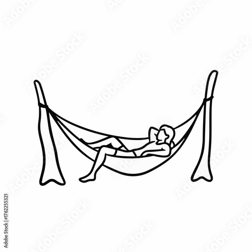 Relaxed person enjoying a peaceful moment suspended in a comfortable hammock outdoors.