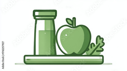 Duotone Green Healthy Refreshment, green and white, natural detox and beverage concept 
