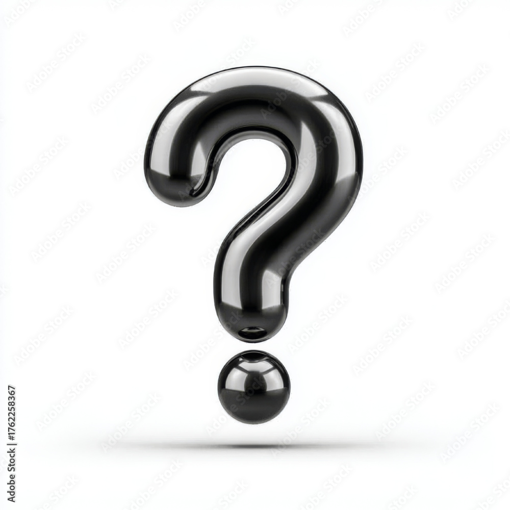 Naklejka premium Shiny Metallic Question Mark, dark chrome, query and mystery symbol with copy space