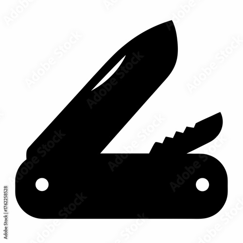 Vector illustration of an open pocket knife tool icon for svg design