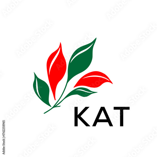 Modern Abstract Leaf Logo Design – KAT Later Logo, Red and Green Nature-Inspired Brand Icon
