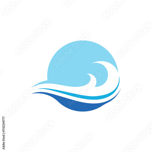 Sea wave logo ocean storm tide waves wavy river vector