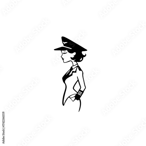 Pilot. Pilot simple black and white line art vector logo
