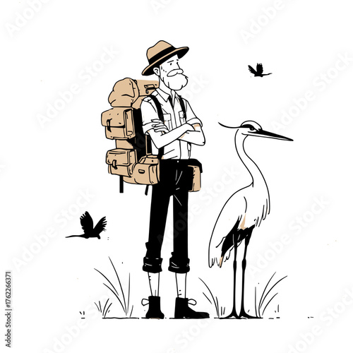 Environmentalist. Environmentalist simple black and white line art vector logo