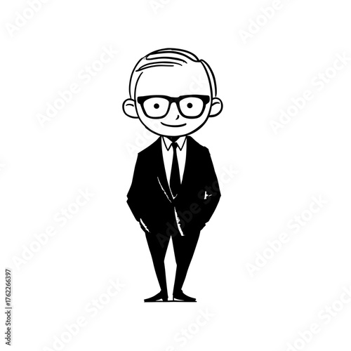President. President simple black and white line art vector logo