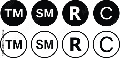 Copyright, registered and trademark symbol, Registered trademark sign, Registered trademark illustration.transparent background,
