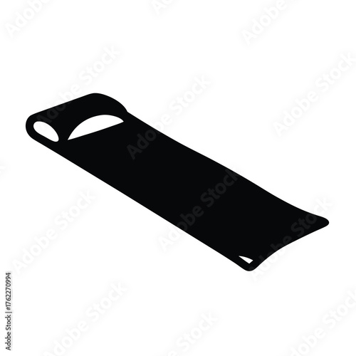 Silhouette of inflatable pool lounger icon- Minimal black silhouette of an inflatable pool lounger, ideal for water recreation, summer activities, beach icons, and relaxation graphics