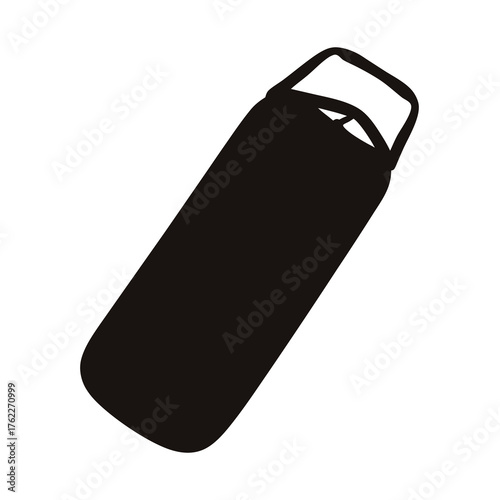 Silhouette of inflatable pool lounger icon- Minimal black silhouette of an inflatable pool lounger, ideal for water recreation, summer activities, beach icons, and relaxation graphics
