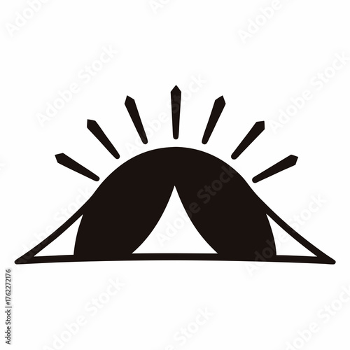 Vector sunrise over tent illustration scalable svg icon for camping adventures