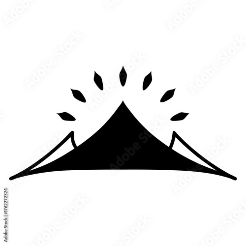 Minimalist sunrise over mountains vector illustration for svg file