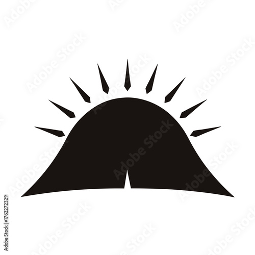 Vector sunrise over tent illustration scalable svg icon for camping adventures
