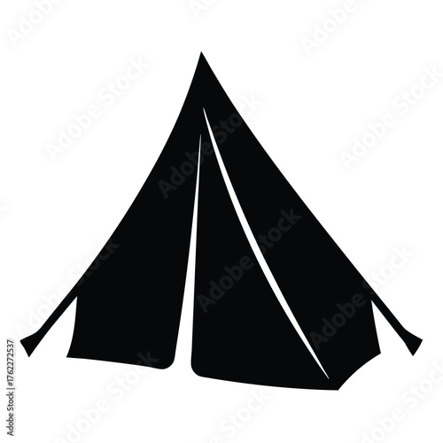 Simple black tent silhouette vector illustration scalable eps icon for outdoor adventures