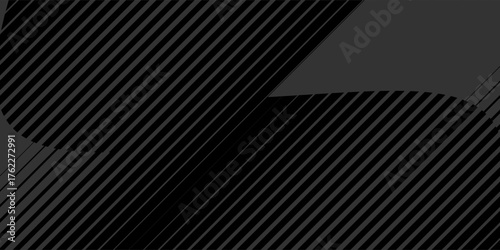 Black oblique straight line background. Dynamic dark linear abstract wallpaper. Luxury stripe gradient texture. Grey diagonal line backdrop for flyer, banner, poster, cover, presentation. Vector