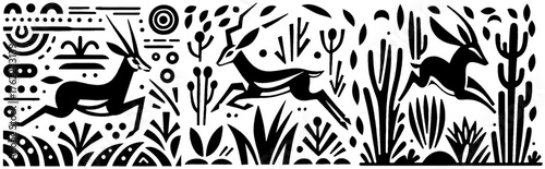 African Wildlife Silhouette Artistry: Gazelles in Motion.