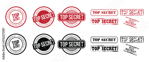 Top secret. Top Secret red sticker set.