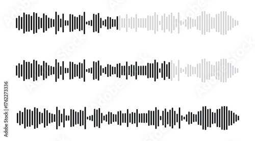 Isolated sound wave audio vector. Sound waves collection.