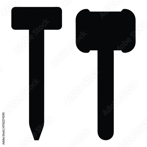 Tent peg and mallet vector illustration scalable eps icon for outdoor gear