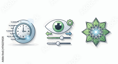 Flat Vector Icon Pack for Speed, Perception, and Creative Experience A Modern Design Concept