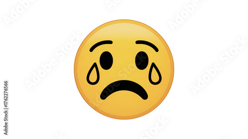 Expressive crying face emoji conveying deep sadness and disappointment, perfect for emotional communication and online expression.