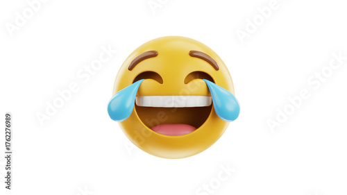 Joyful emoji face tears of laughter, expressing extreme happiness and amusement, perfect for sharing hilarious moments and conveying pure delight