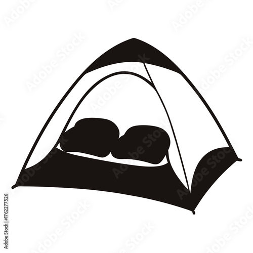 Camping tent with sleeping bags inside vector illustration scalable eps icon