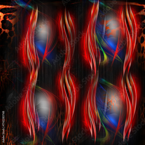 Colorful fashion print leopard designs.Fabric fashion pattern.Wave textile print design,illustration.Fractal colorful pattern.Print pattern illustration.New season fabric print.Textile fashion pattern