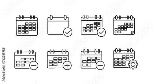 Calendar icon set schedule appointments and planning important events concept