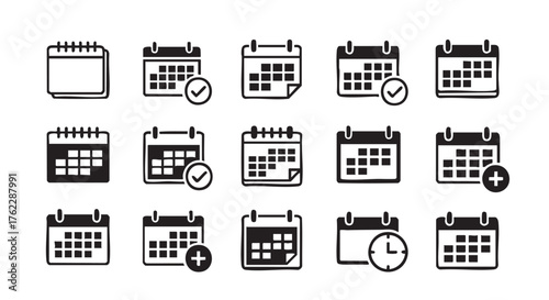 Calendar icon set vector graphic illustration for business and organization