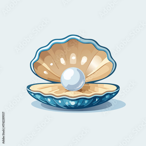 Open Clamshell with a Shiny White Pearl