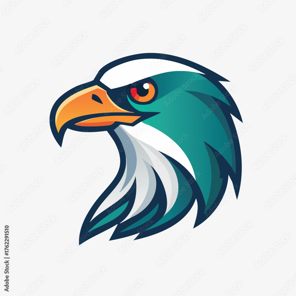 Fototapeta premium Stylized Eagle Head with Teal and Orange Colors